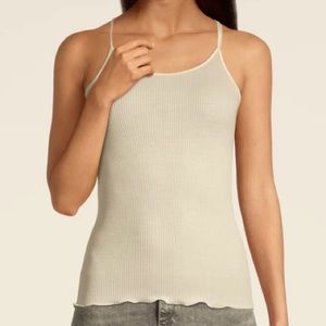 OSCALITO Wool/Silk Made in Italy Rib Knit Spaghetti Strap Camisole Ivory